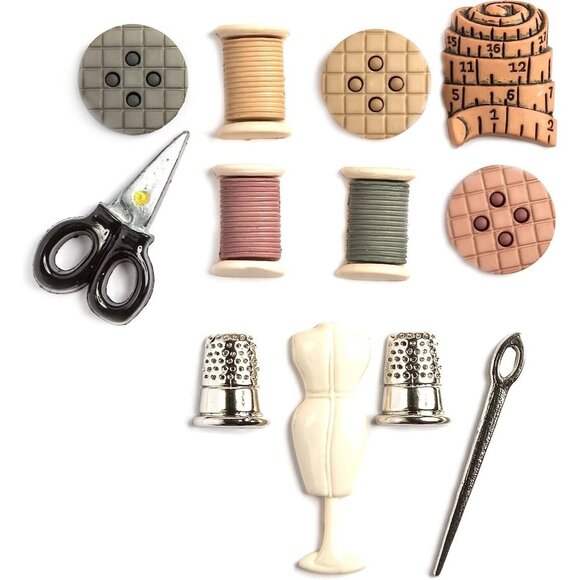 Dress It Up Buttons Sewing Room Craft Sewing Fastener Buttons Multi-Color 12-Pc - Picture 3 of 3